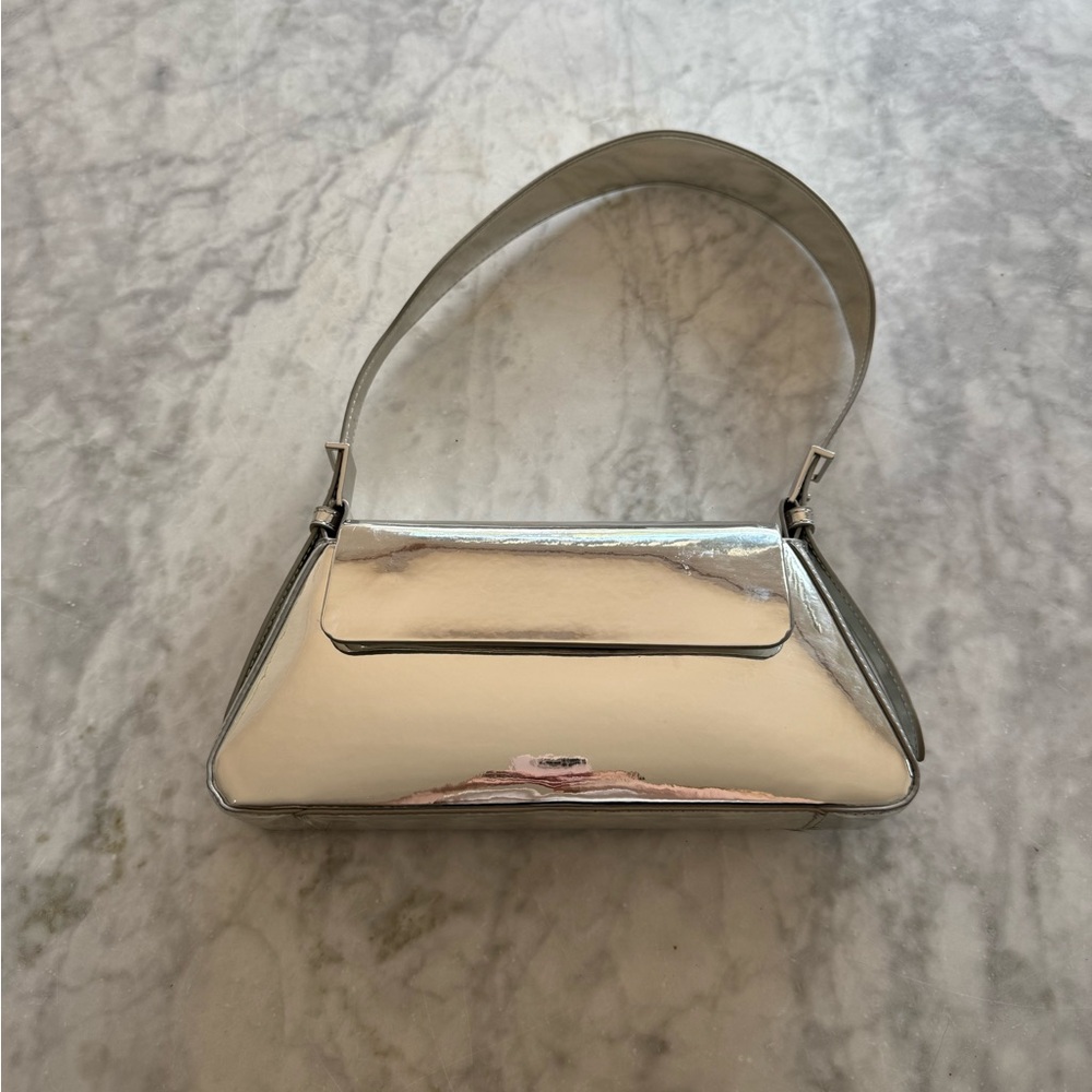 Zara Metallic Silver Shoulder Bag